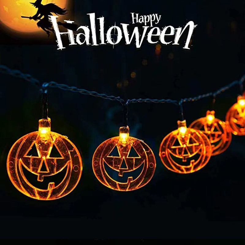 Plastic Pumpkin Halloween Light Classic Decorative Orange LED String Light for Outdoor