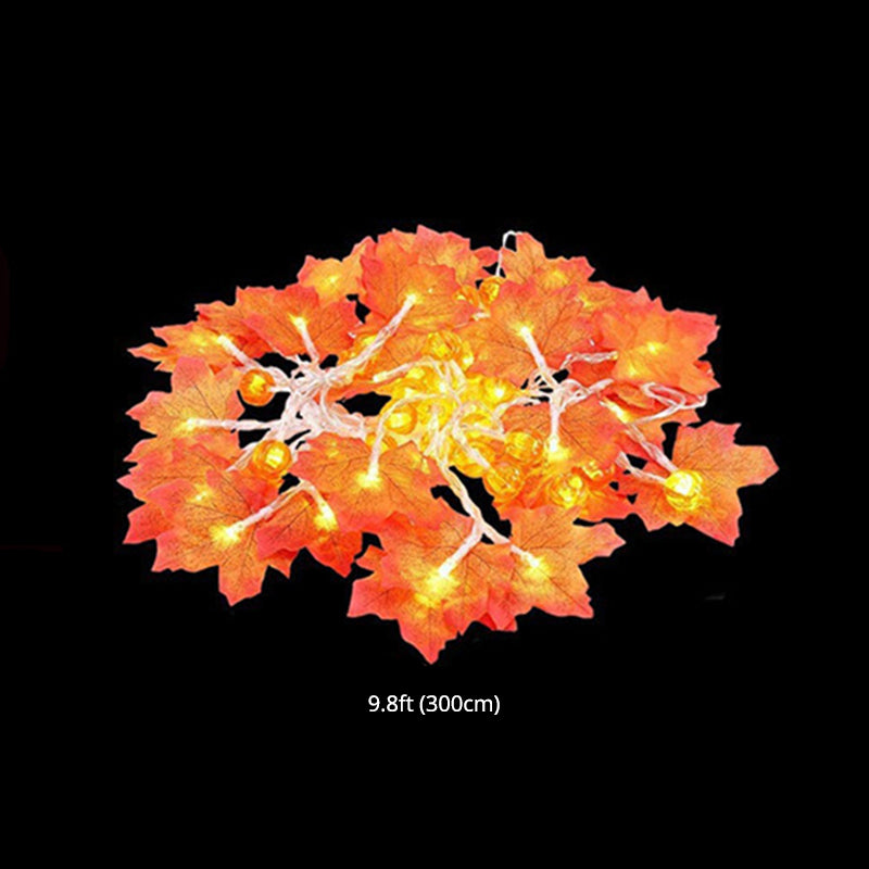 Orange Maple Leaves LED String Art Decor Plastic Battery Operated Festive Light