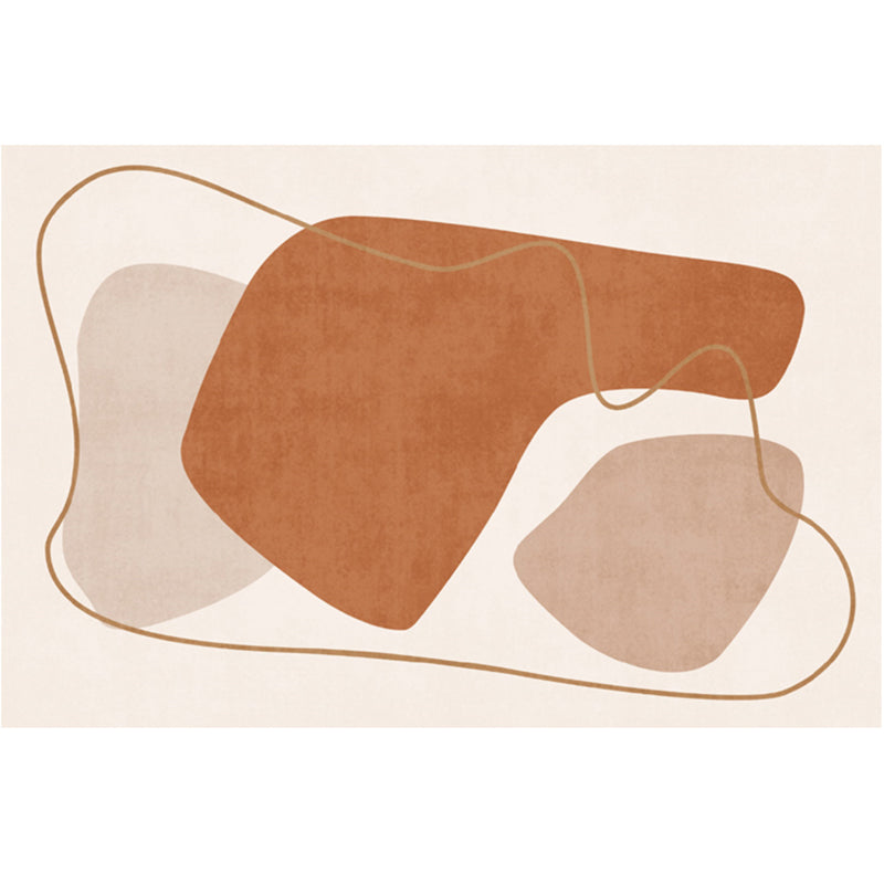 Apricot Tone Nordic Area Rug Polyester Abstract Print Carpet Stain Resistant Rug for Home Decoration
