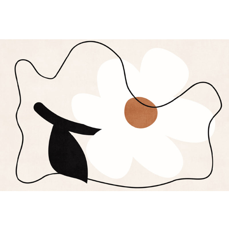 Apricot Tone Nordic Area Rug Polyester Abstract Print Carpet Stain Resistant Rug for Home Decoration