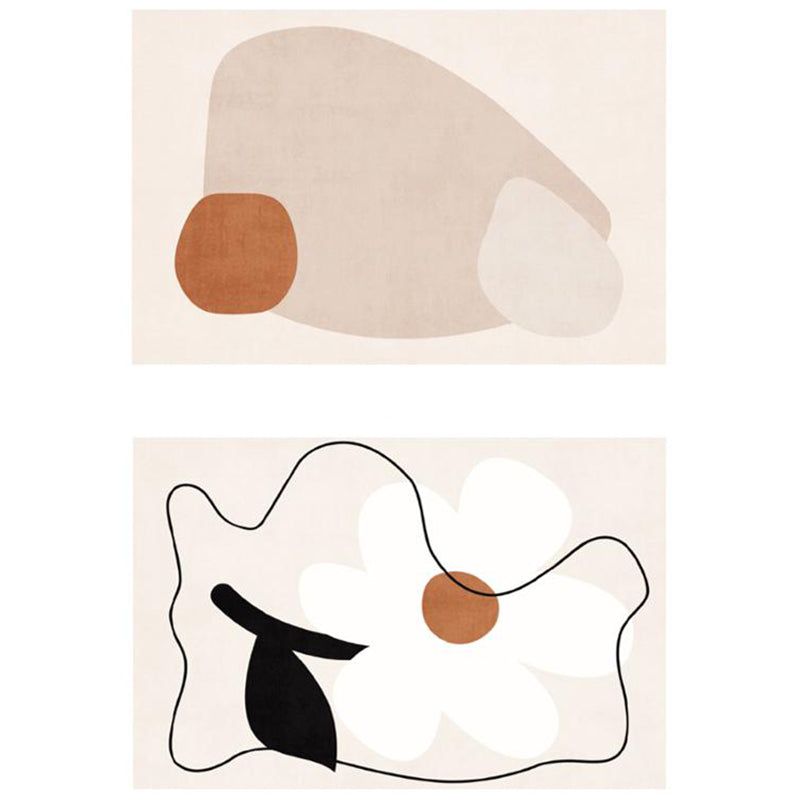 Apricot Tone Nordic Area Rug Polyester Abstract Print Carpet Stain Resistant Rug for Home Decoration