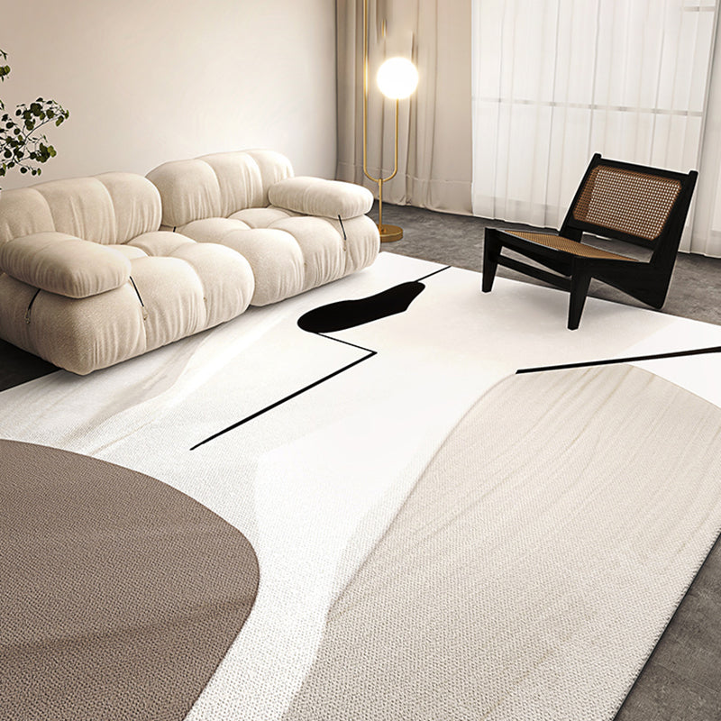 Tapis Simple en Polyester, ton blanc, bloc de couleur abstrait, résistant aux taches, pour la décoration de la maison