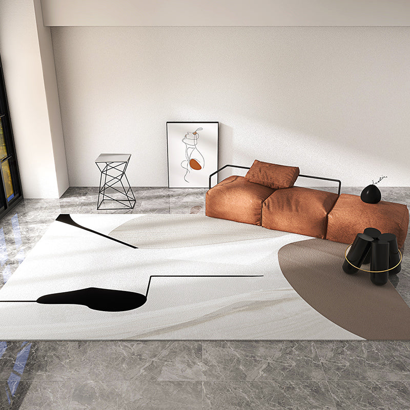 Tapis Simple en Polyester, ton blanc, bloc de couleur abstrait, résistant aux taches, pour la décoration de la maison