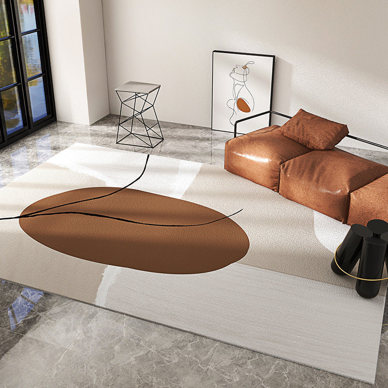 Tapis Simple en Polyester, ton blanc, bloc de couleur abstrait, résistant aux taches, pour la décoration de la maison
