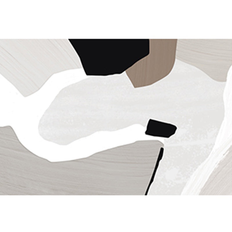 White Tone Simple Area Rug Polyester Abstract Color Block Carpet Stain Resistant Rug for Home Decor