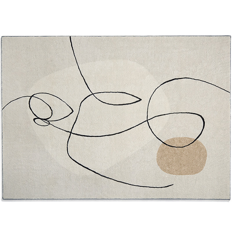 Apricot Tone Calming Rug Polyester Abstract Print Indoor Rug Non-Slip Backing Carpet for Living Room