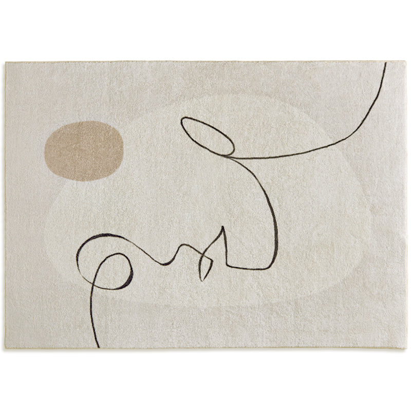 Apricot Tone Calming Rug Polyester Abstract Print Indoor Rug Non-Slip Backing Carpet for Living Room