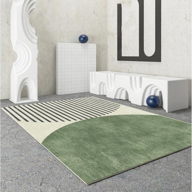 Color Mixed Nordic Indoor Rug Polyester Abstract Print Carpet Non-Slip Backing Rug for Home Decor