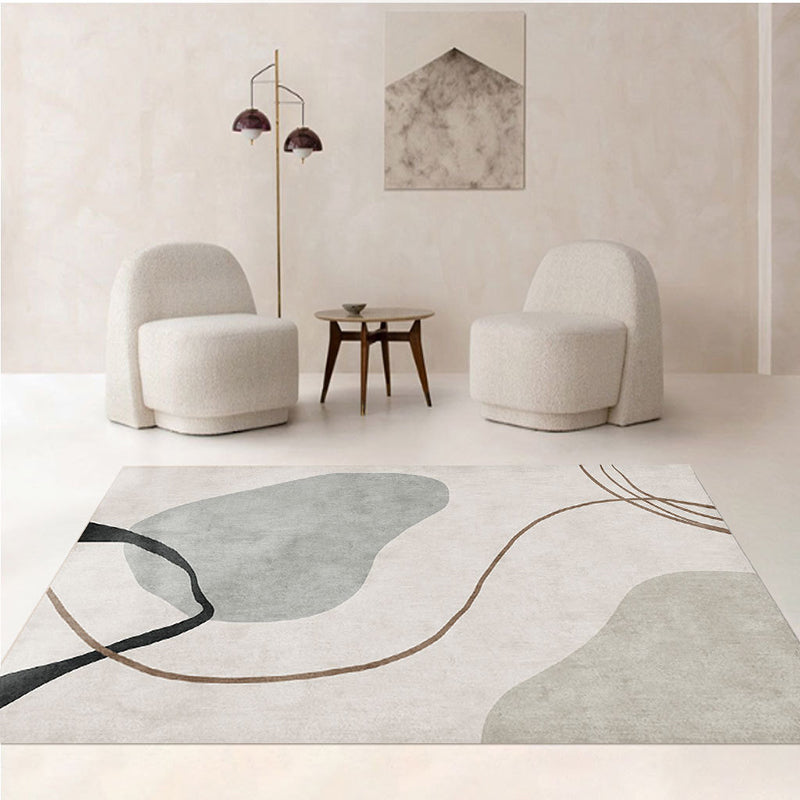 Minimalist Color Block Rug Apricot Tone Polyester Area Carpet Non-Slip Backing Rug for Living Room