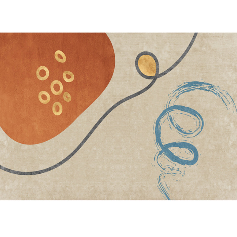 Minimalist Color Block Rug Apricot Tone Polyester Area Carpet Non-Slip Backing Rug for Living Room