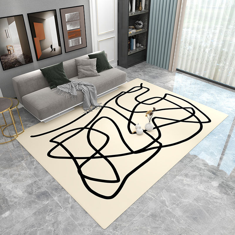 Creative Abstract Print Rug Apricot Tone Polyester Area Carpet Non-Slip Backing Rug for Living Room