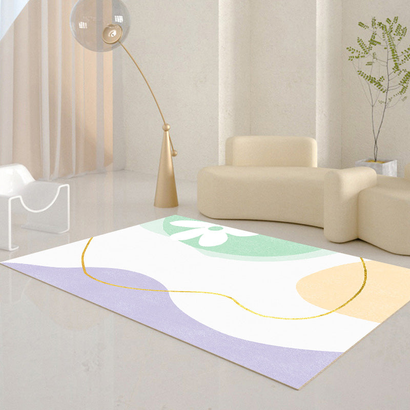 White Tone Home Decoration Carpet Modern Abstract Color Block Area Rug Polyester with Easy Care Rug