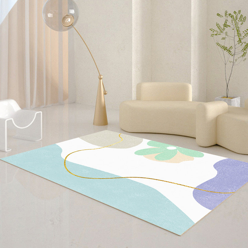 White Tone Home Decoration Carpet Modern Abstract Color Block Area Rug Polyester with Easy Care Rug