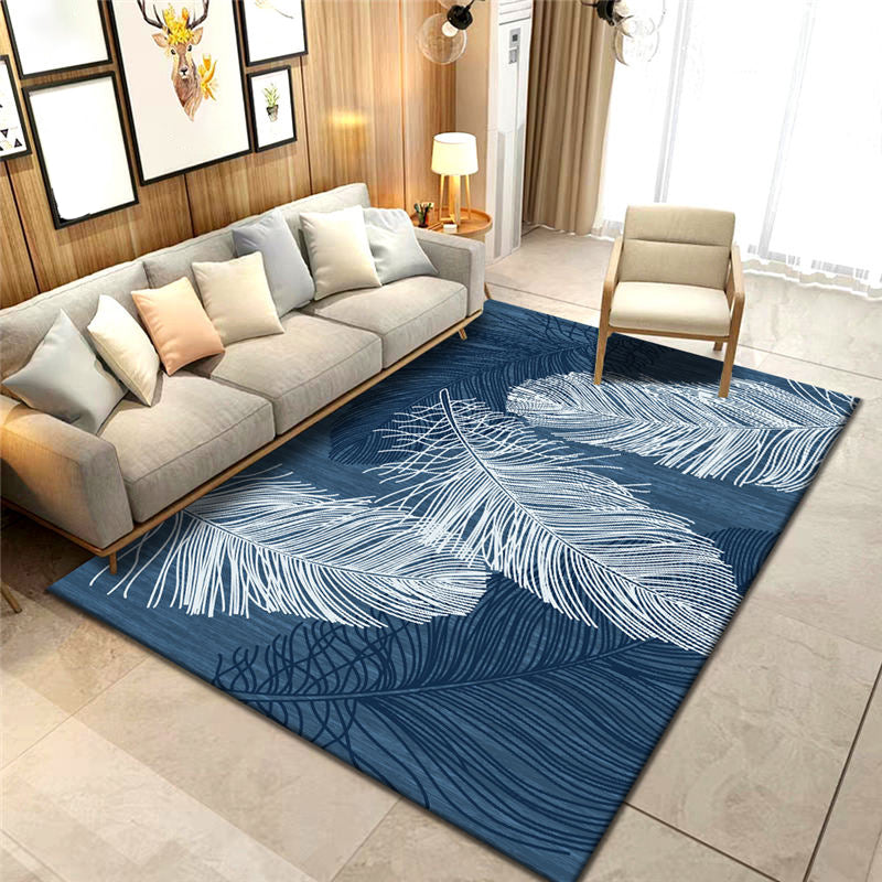 Multicolor Home Decor Carpet Bionic Feather Printed Area Rug Polyester with Non-Slip Backing Rug