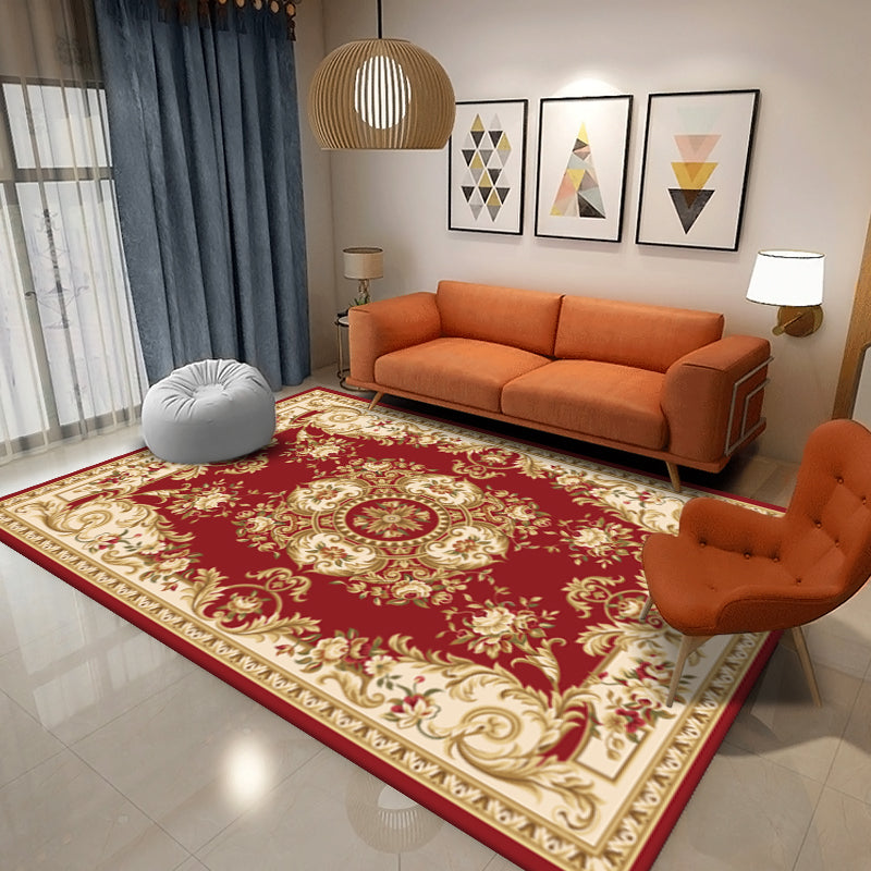 Viktorianischer Luxusbereich Teppich Blumendruck Rechteck Teppichfreundlicher Waschung Teppich für Wohnzimmer