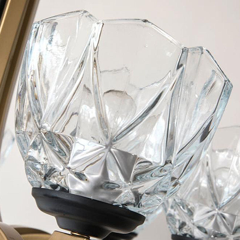 Moderne 5 Köpfe Kronleuchter Beleuchtung Messingkuppel Anhänger Leuchte mit klarem Glasschatten