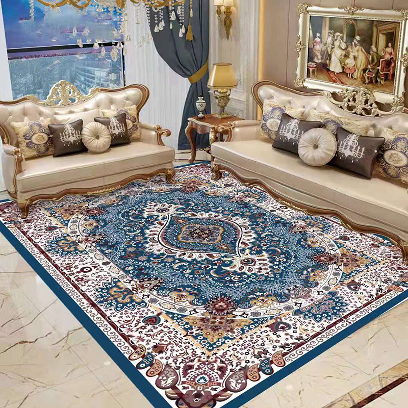 Kreativer exotischer Teppich Nostalgie Blumendruck Teppich nicht rutschfestem Hintergrund Teppich für Wohnkultur