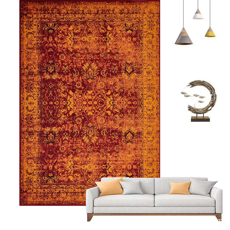 Antique Ethnic Indoor Rug Distressed Flower Print Carpet Non-Slip Backing Rug for Home Decoration