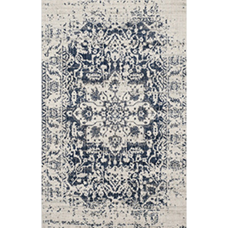 Antique Ethnic Indoor Rug Distressed Flower Print Carpet Non-Slip Backing Rug for Home Decoration