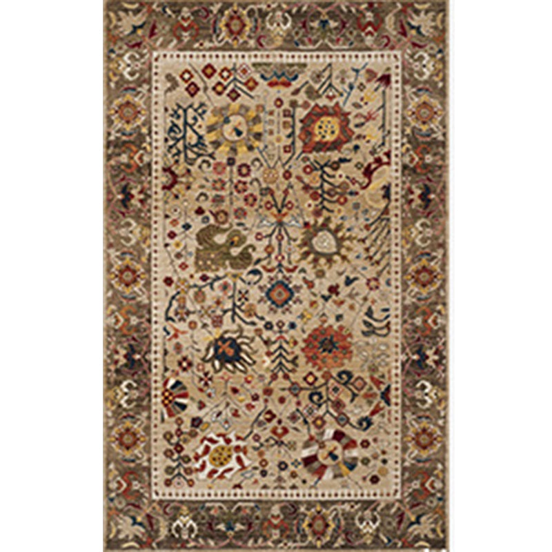 Antique Ethnic Indoor Rug Distressed Flower Print Carpet Non-Slip Backing Rug for Home Decoration