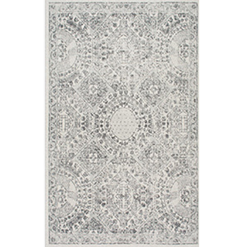 Antique Ethnic Indoor Rug Distressed Flower Print Carpet Non-Slip Backing Rug for Home Decoration