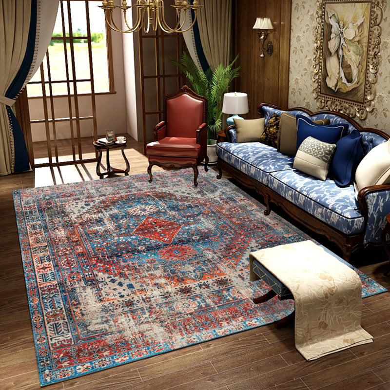 Classical Olden Area Rug Whitewash Polyester Indoor Carpet Polyester Washable Rug for Living Room