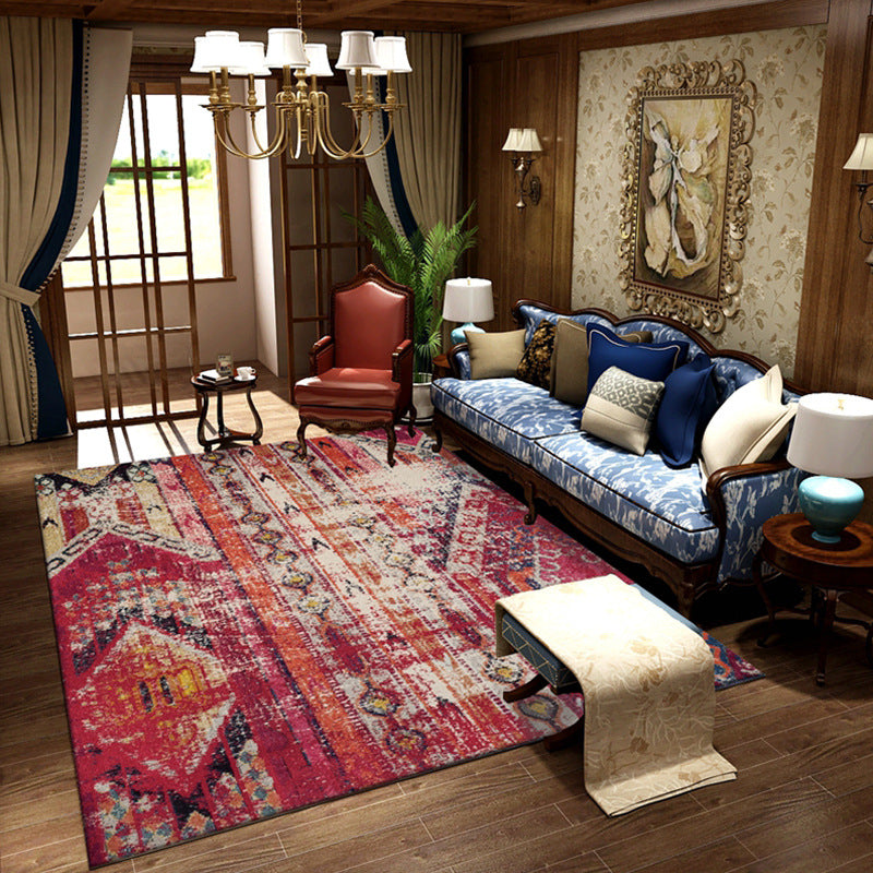 Classical Olden Area Rug Whitewash Polyester Indoor Carpet Polyester Washable Rug for Living Room