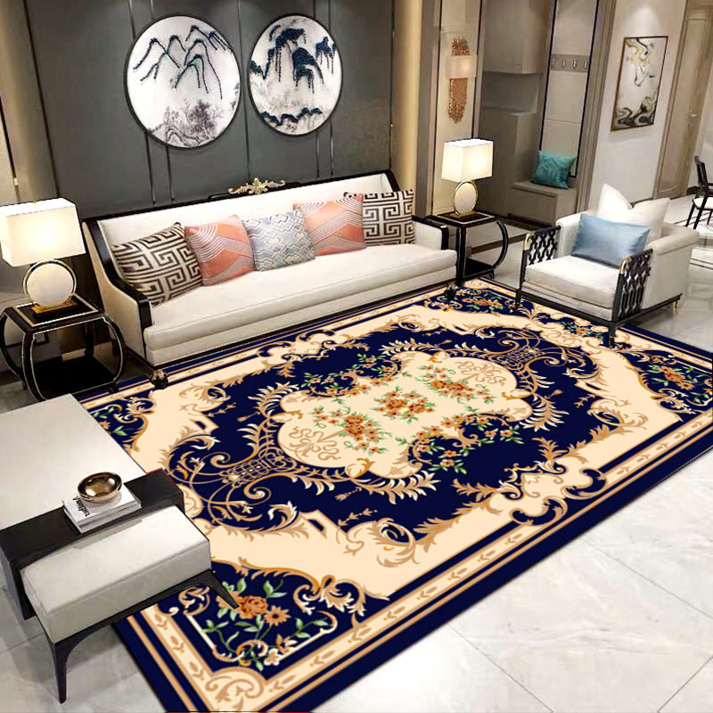 Luxurious Victoria Area Rug European Style Flower Print Rug Anti-Slip Backing Carpet for Home Decor