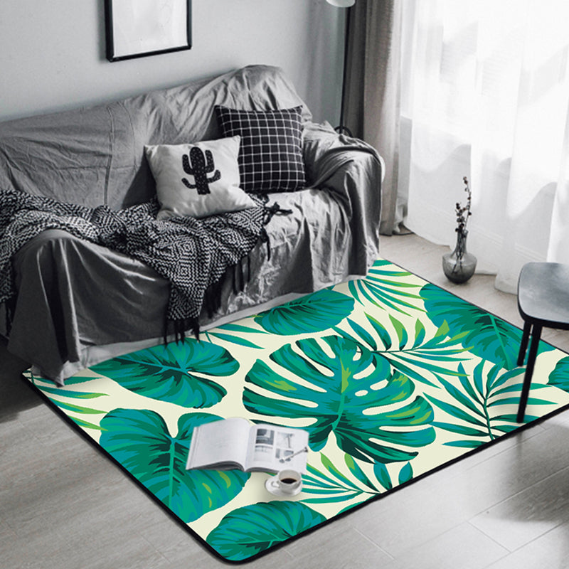 Multicolor Trendy Area Carpet Polyester Palm Leaves Area Rug Stain Resistant Carpet for Living Room