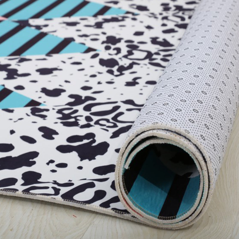 Multicolor Modern Indoor Rug Polyester Floral Print Rug Non-Slip Backing Indoor Rug for Living Room