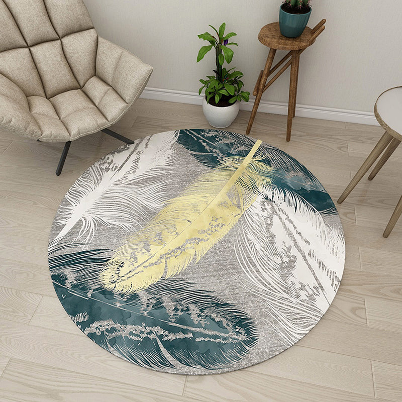 Round Multicolor Modern Indoor Rug Polyester Animal Print Rug Easy Care Indoor Rug for Living Room