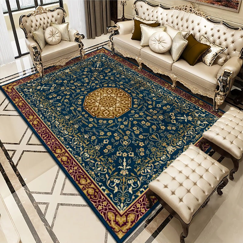 Glam ethnische Fläche Teppich Retro floral bedrucktes Teppichfleckenfeindebiet Teppich für die Heimdekoration