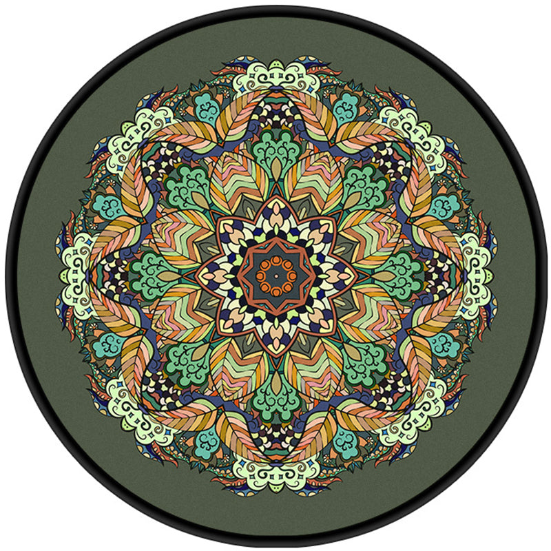 Tapis à imprimé à fleurs exotiques marocain tapis rond classique Polyester le tapis de support antidérapant pour décoration intérieure