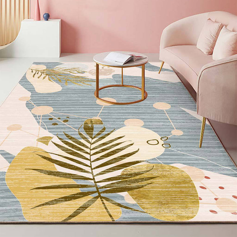 White Tone Abstract Print Rug Polyester Casual Carpet Non-Slip Backing Indoor Rug for Home Decor