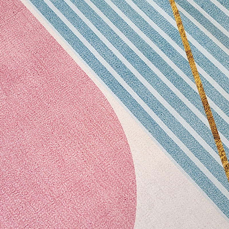 White Tone Abstract Print Rug Polyester Casual Carpet Non-Slip Backing Indoor Rug for Home Decor