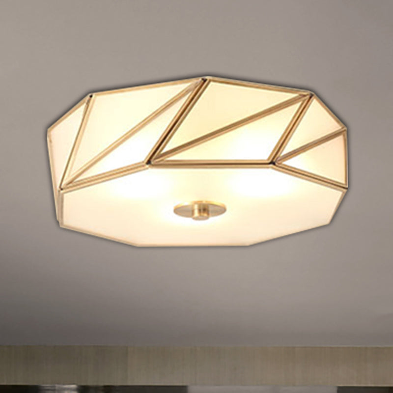 Lampe encastrée en verre opale tambour classique 3/4/6 lumières luminaire de plafond de chambre à coucher en laiton