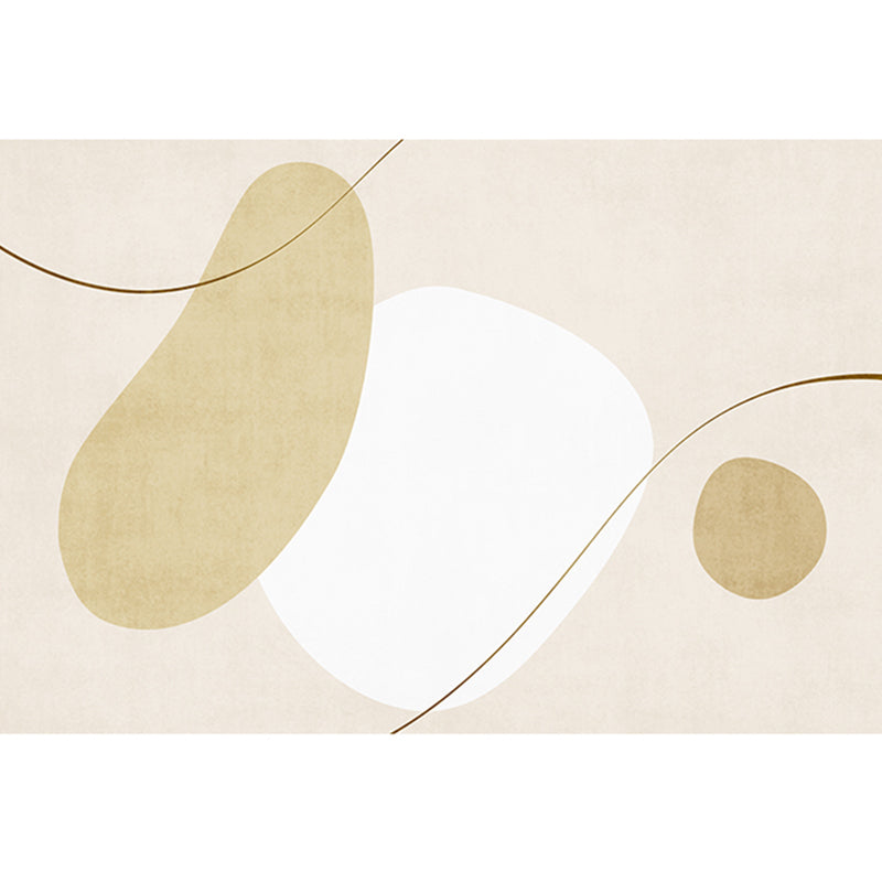 Creative Abstract Color Block Rug White Tone Polyester Area Carpet Washable Rug for Living Room