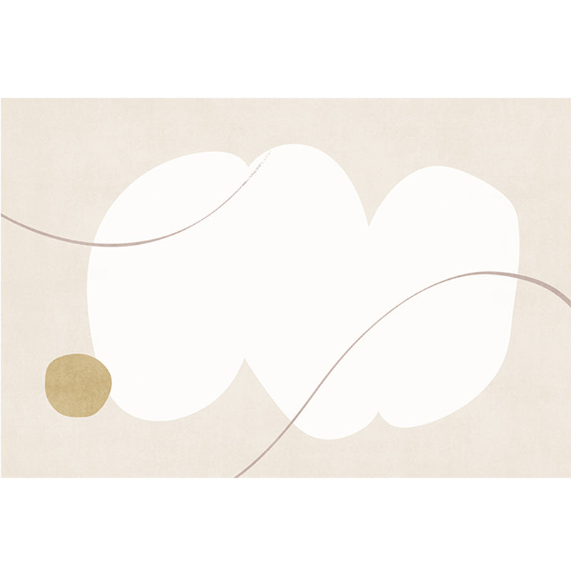 Creative Abstract Color Block Rug White Tone Polyester Area Carpet Washable Rug for Living Room