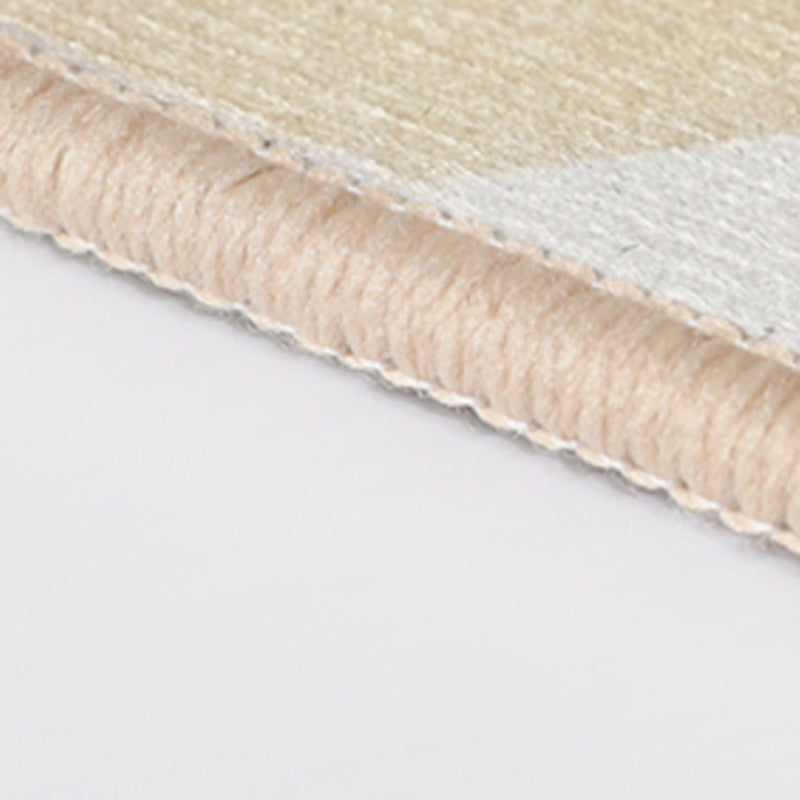 Creative Abstract Color Block Rug White Tone Polyester Area Carpet Washable Rug for Living Room