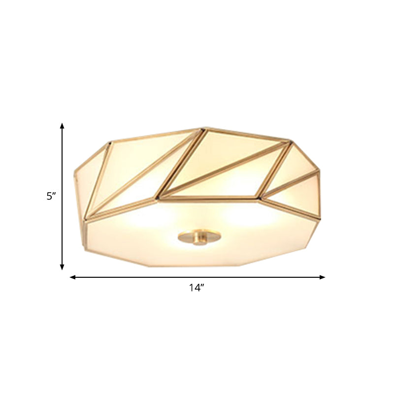 Lampe encastrée en verre opale tambour classique 3/4/6 lumières luminaire de plafond de chambre à coucher en laiton