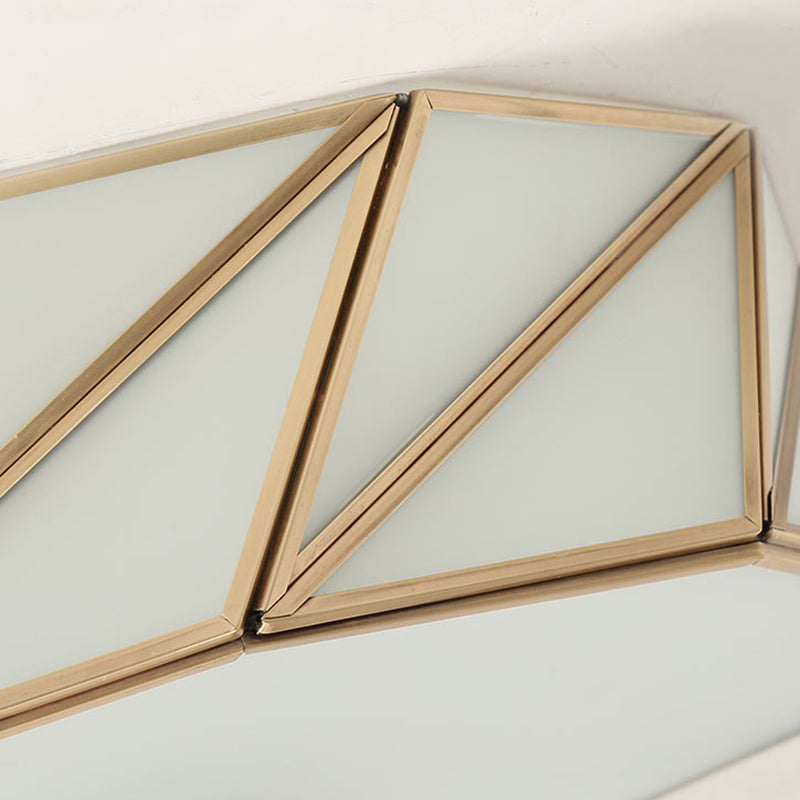 Lampe encastrée en verre opale tambour classique 3/4/6 lumières luminaire de plafond de chambre à coucher en laiton