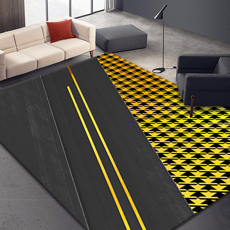 Contemporary Houndstooth Print Rug Polyester Area Carpet Pet Friendly Indoor Rug for Living Room