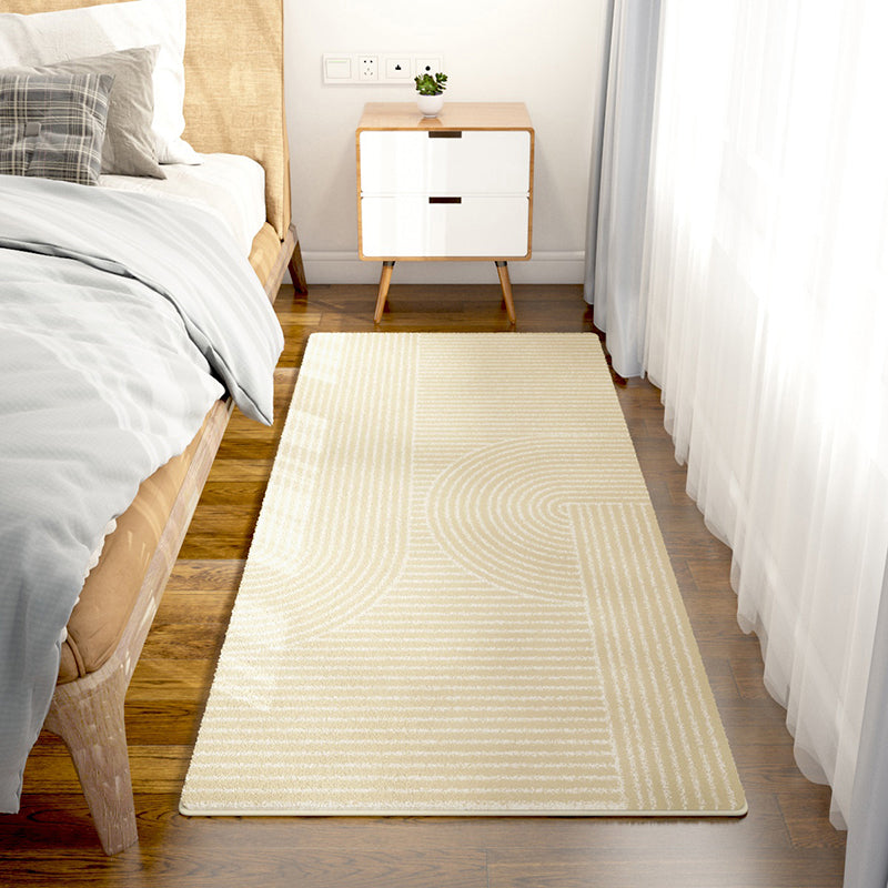 Modern Stripe Pattern Rug Grey Polyester Arae Carpet Non-Slip Area Rug for Bedroom