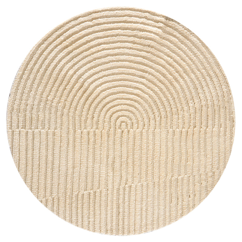 Apricot Area Rug Minimalist Round Carpet Polyster Washable Anti-Slip Carpet for Living Room