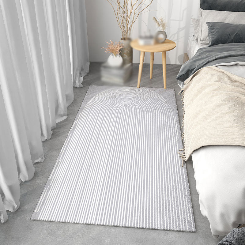 Beige Modern Carpet Polyester Stripe Pattern Area Rug Easy Care Area Rug for Bedroom