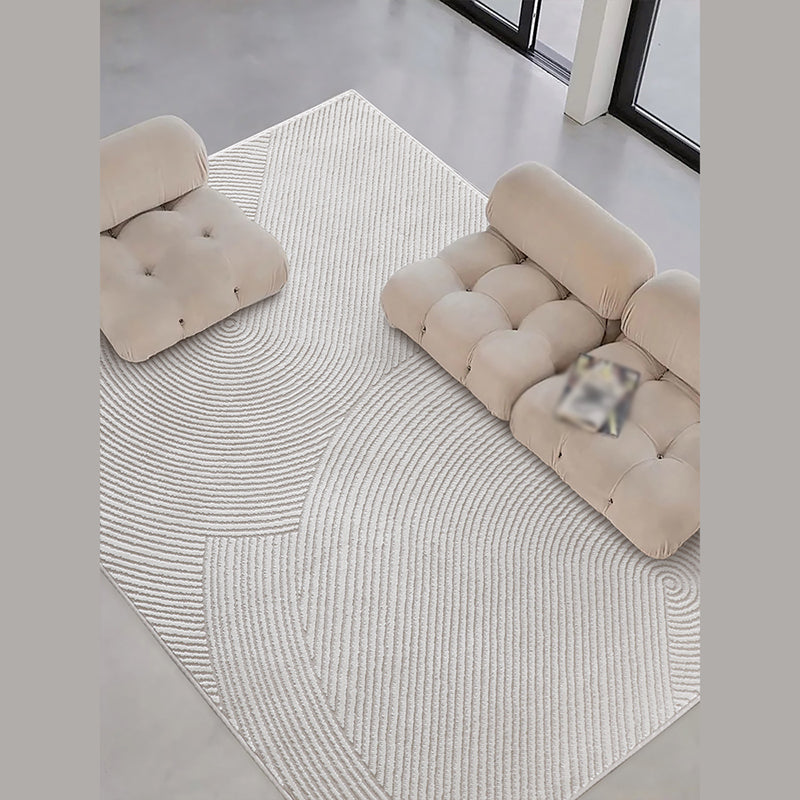 Grey Modern Area Carpet Polyester Stripe Pattern Rug Stain Resistant Area Rug for Home Decoration