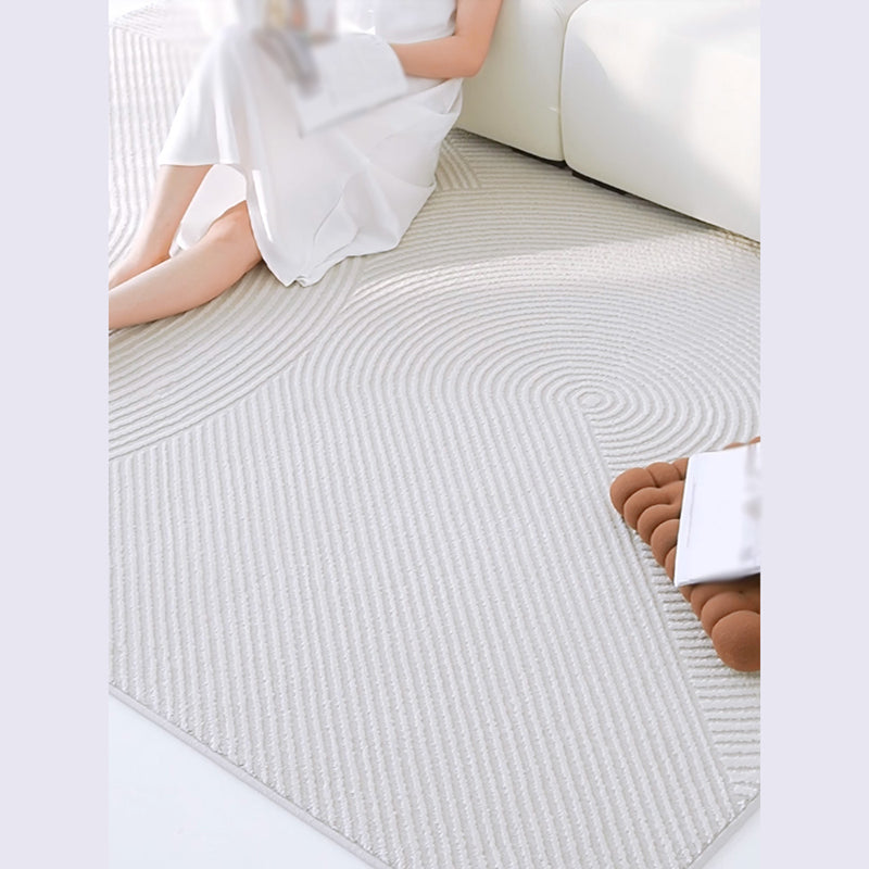 Grey Modern Area Carpet Polyester Stripe Pattern Rug Stain Resistant Area Rug for Home Decoration