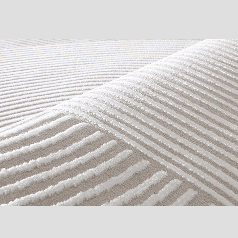 Grey Modern Area Carpet Polyester Stripe Pattern Rug Stain Resistant Area Rug for Home Decoration