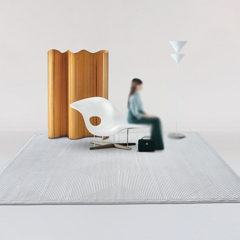 Fancy Grey Stripe Print Rug Polyester Modern Area Rug Easy Care Area Carpet for Living Room