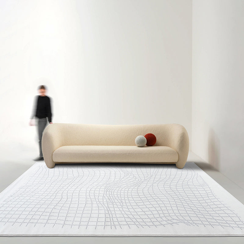 Fancy Grey Stripe Print Rug Polyester Modern Area Rug Easy Care Area Carpet for Living Room